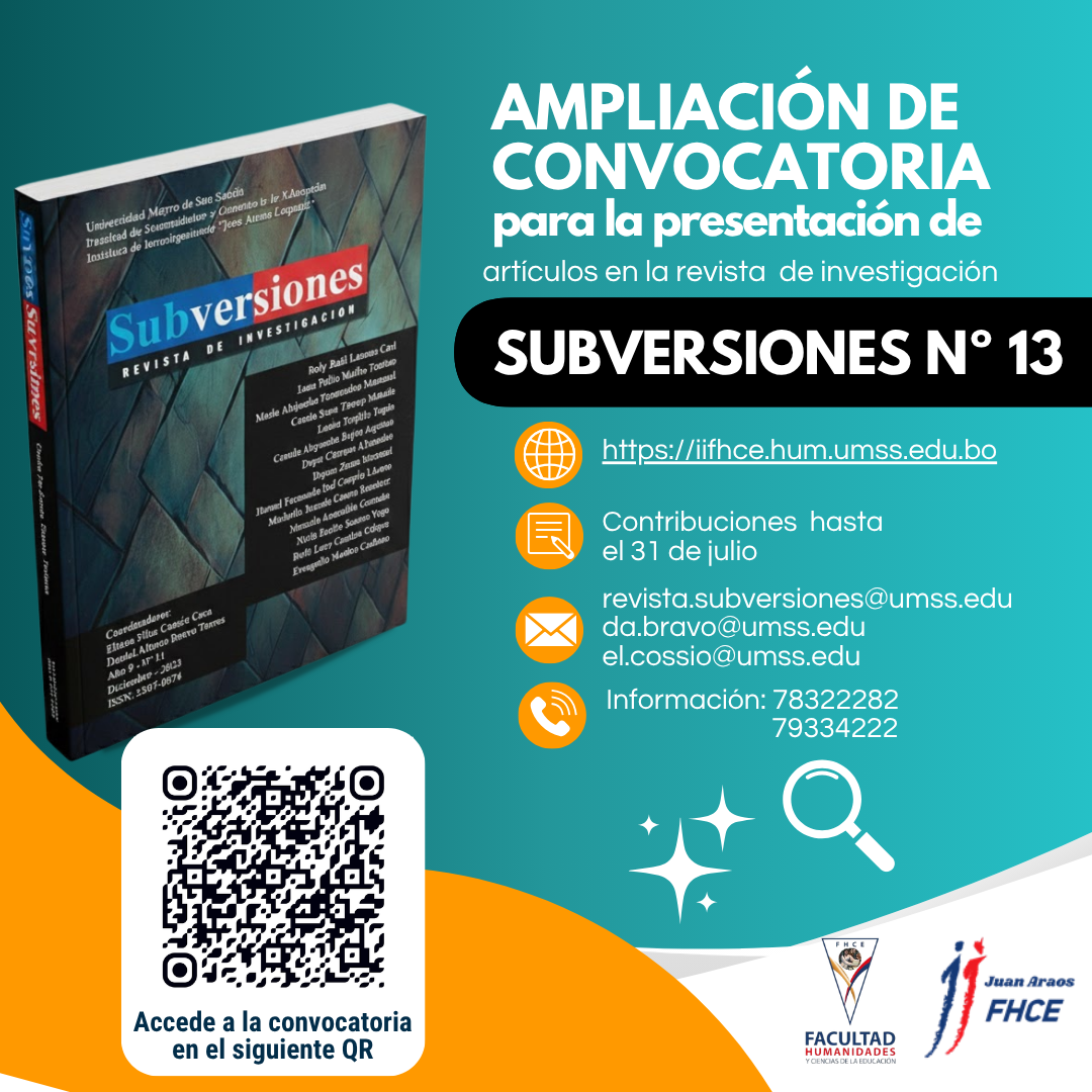 Ampliación de Convocatoria para la presentación de artículos en la revista SUBVERSIONES Nº 13